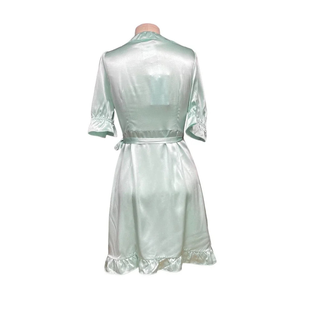 Hill House The Nima Silk Wrap Dress in Mint Size Small - Picture 9 of 12